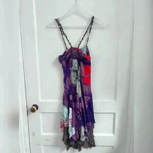 Free People Fairy Dress
Asymmetrical Boho Purple Patchwork Hippie Size XS